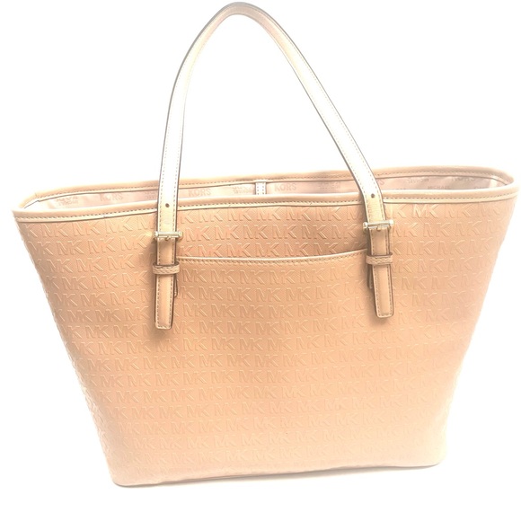 Michael Kors Jet Set Oyster Sm Carryall Tote W/ Allover Embossed 'MK' Signature - Picture 5 of 16